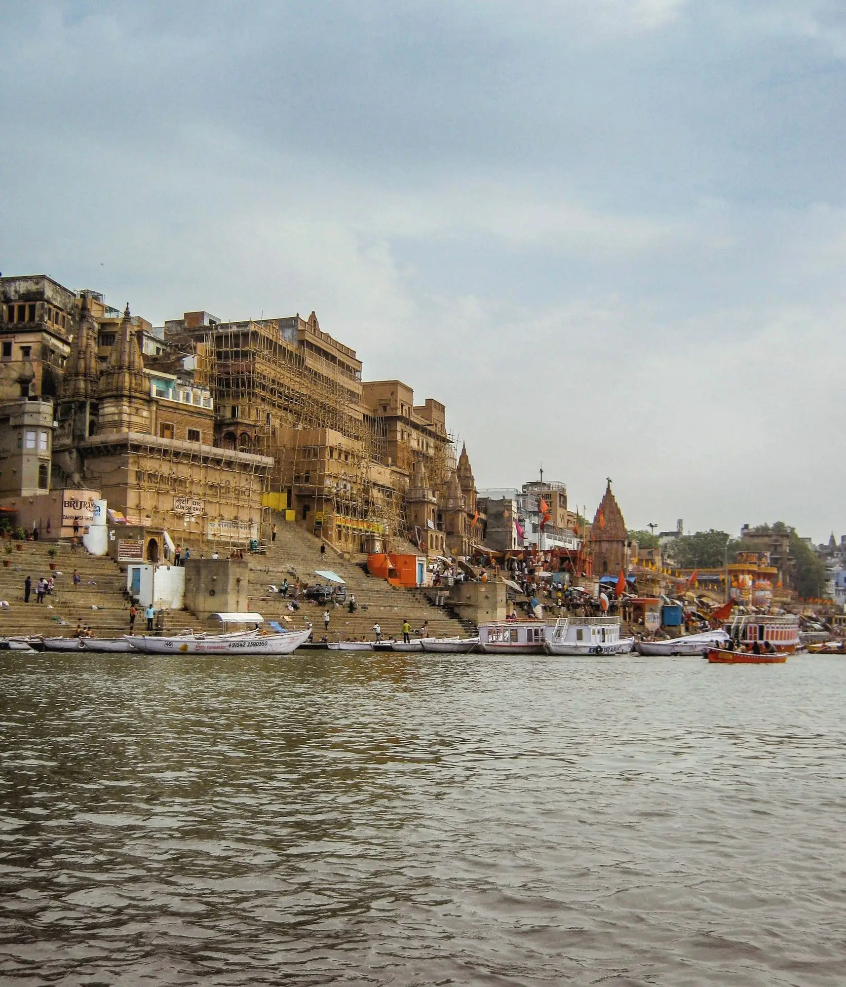 Temples and steps of the Varanasi ghats along the Ganges